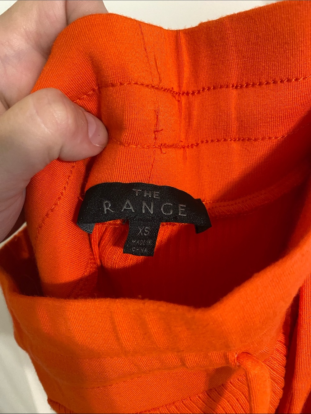 Orange Ribbed Midi Skirt with Drawstring Waist - Picture 2 of 7